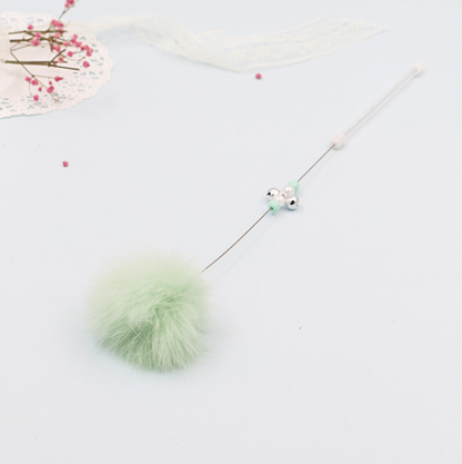Baguette de jeu colorée pour chat avec pompons et grelot