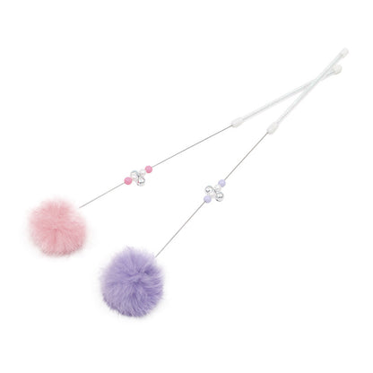 Baguette de jeu colorée pour chat avec pompons et grelot